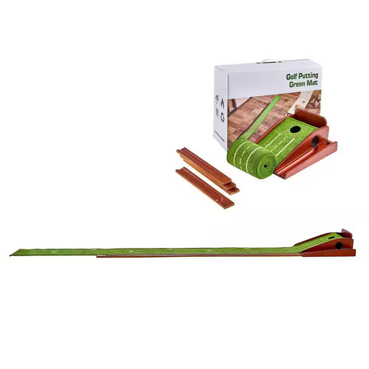 Golf Putting Mat, 1 Hole Indoor Golf Putting Green, Wrinkle-Free Golf Training Aid, Mini Golf Accessory with Auto-Ball